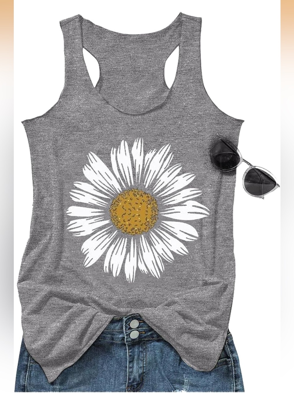 Boho Floral Racerback Tank Top American Flag Shirt Summer Graphic Vest Cute Cami